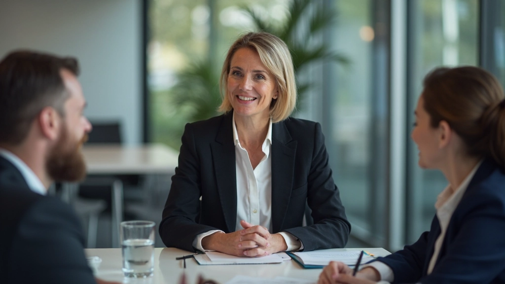 Professionele vrouw leidt Nederlandse zakelijke vergadering, collega's aan conferentietafel, moderne kantoor